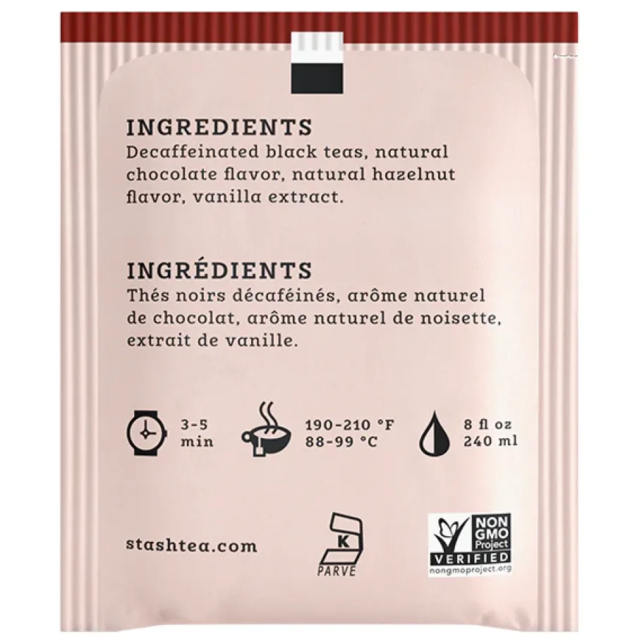 Stash Tea Dessert & Chocolate>Chocolate Hazelnut Decaf Black Tea
